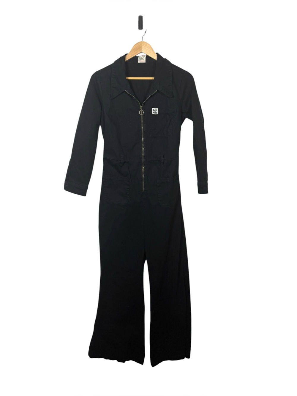Lucy & Yak Maggie Jumpsuit Womens US 8 Black Organic Cotton Wide Leg Coverall